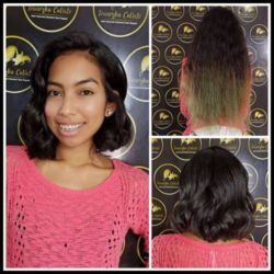 Muchacha con media melena con ondas y corte recto