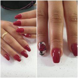 Uñas rojas con rosa