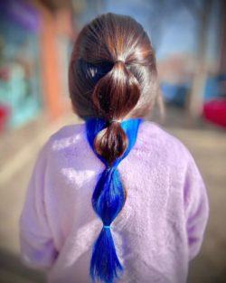 Pelo cola bicolor azul