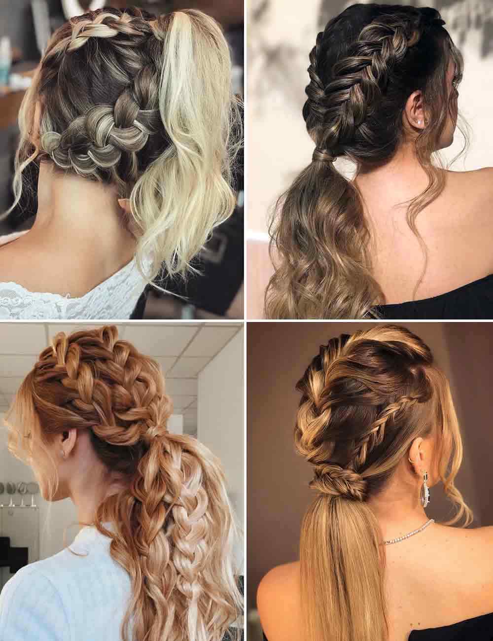 Peinados con trenzas y cola
