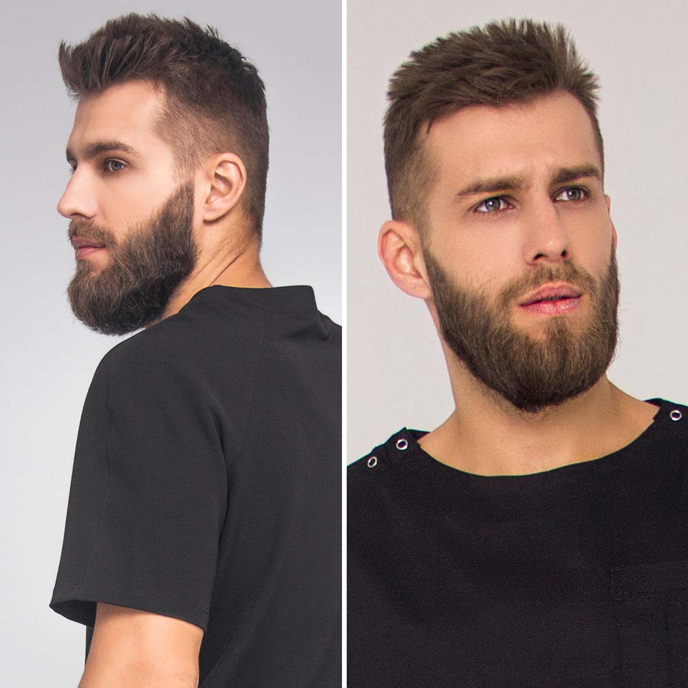 Hombre de pelo corto corta la barba Hombre de pelo corto corta la barba