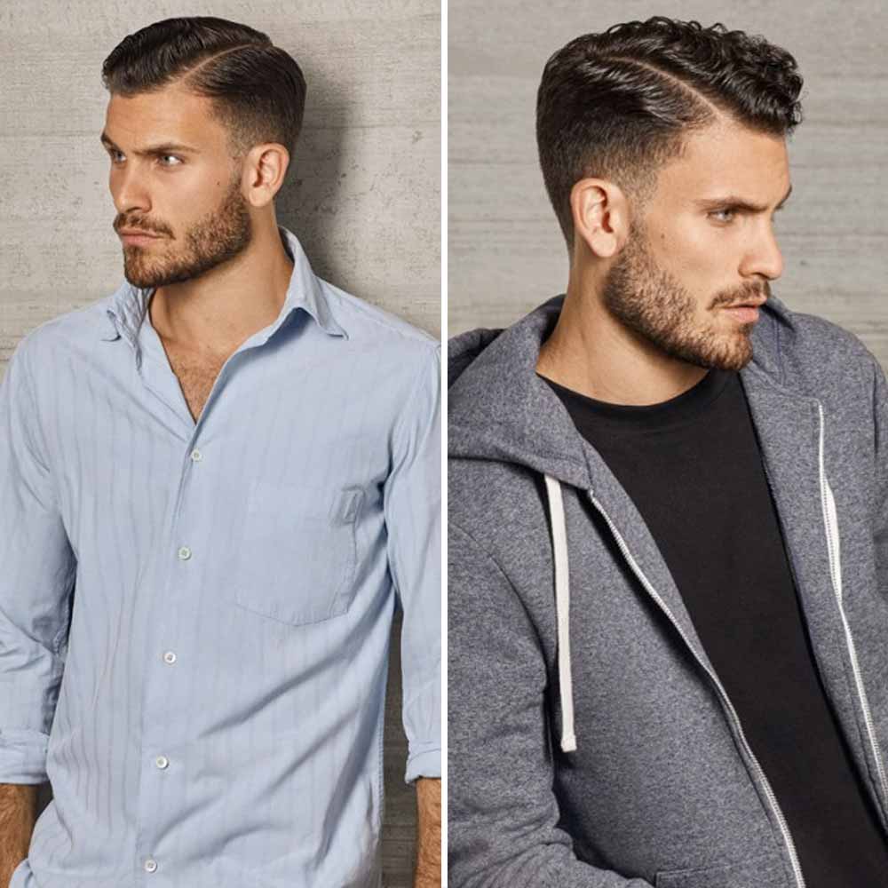 Hombre con raya en el pelo cortolato Hombre con raya en el pelo cortolato