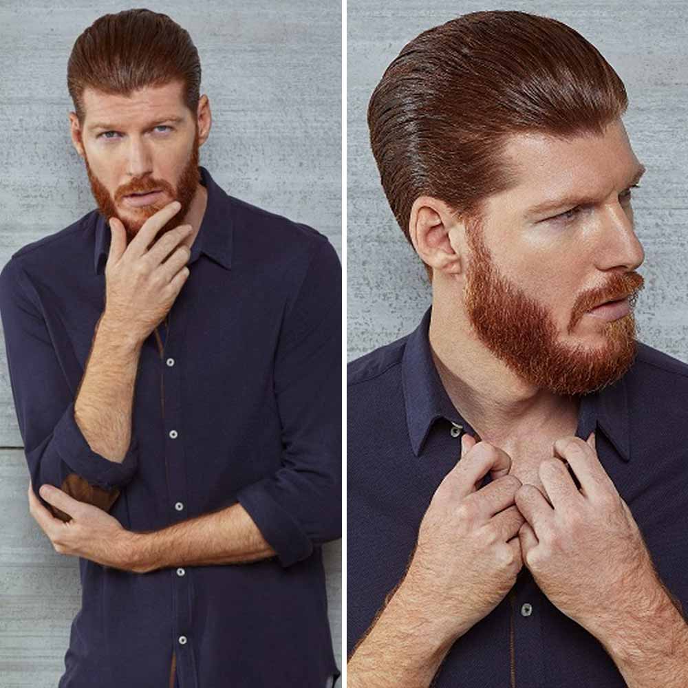 Hombre de pelo corto de vuelta Hombre de pelo corto de vuelta