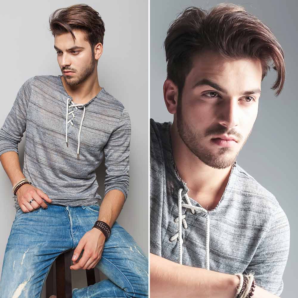 Hombre de pelo corto y largo quiff Hombre de pelo corto y largo quiff