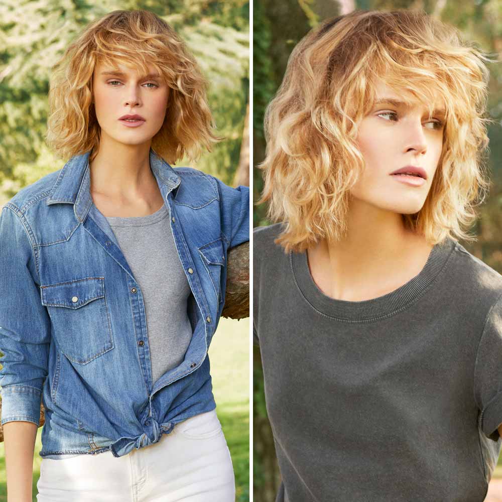 Corte de pelo ondulado con flequillo Corte de pelo ondulado con flequillo