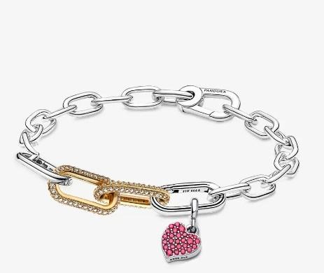 Pulsera eslabones +corazón Pandora 