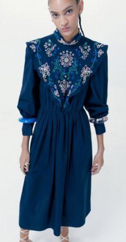 Vestido de popelín bordado Sfera