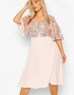Vestido rosa de fiesta talla grande Boohoo