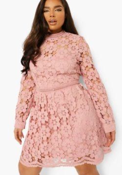 Vestido de fiesta rosa talla grande Boohoo