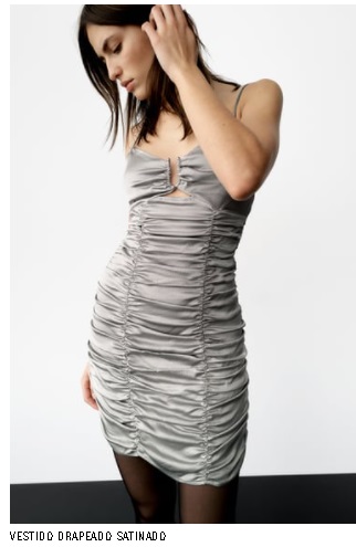 Vestido drapeado satinado Zara