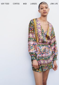 Vestido satinado estampado Zara