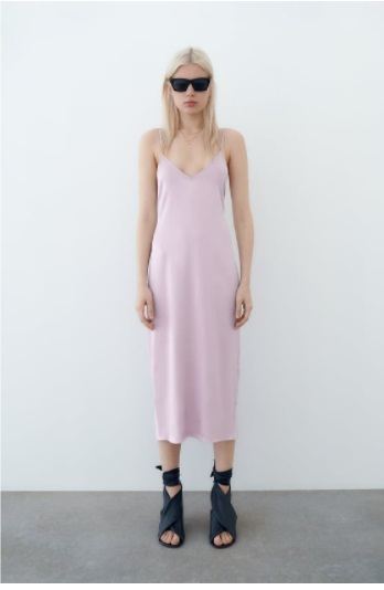 Vestido largo satinado Zara